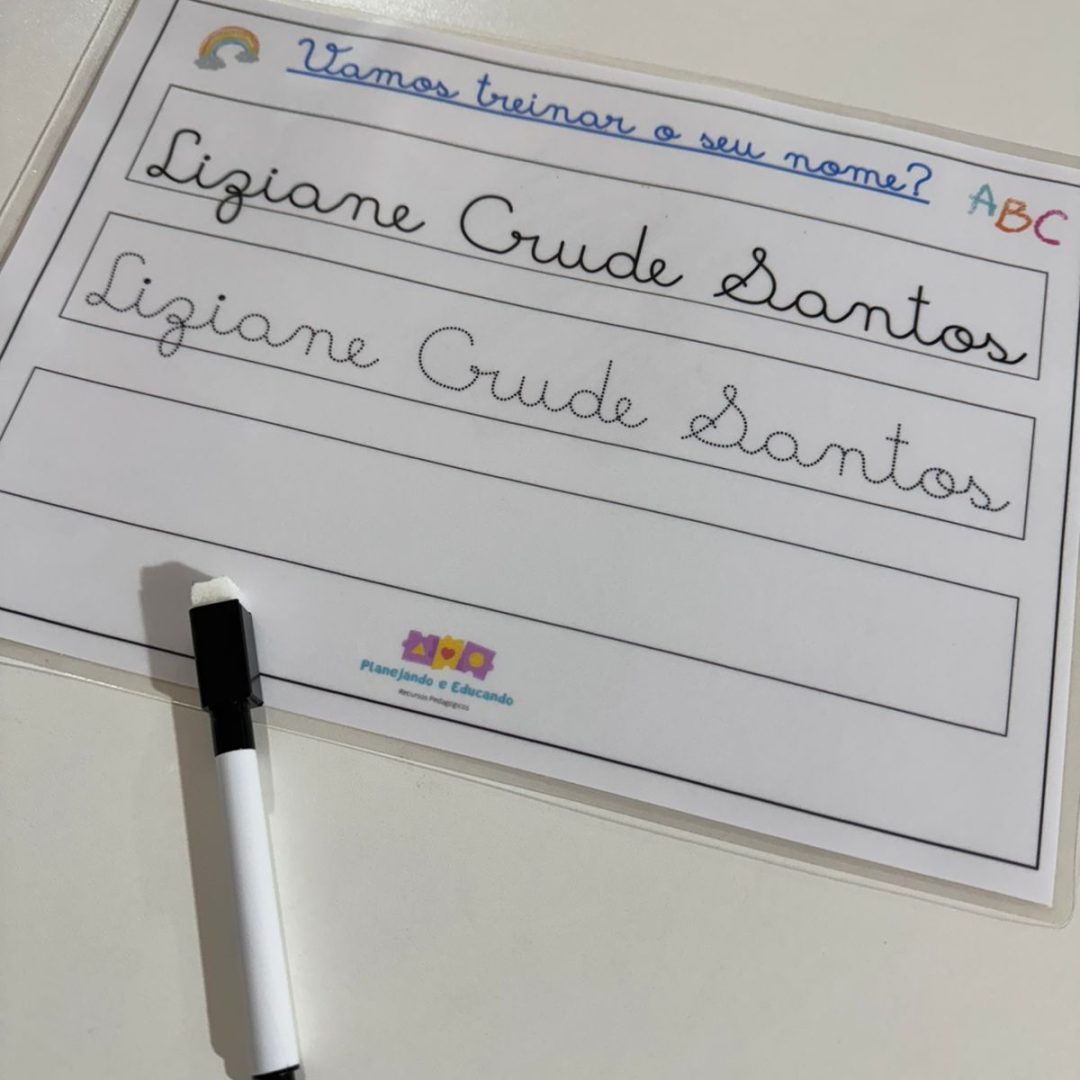 Prancha Personalizada para treino do nome letra cursiva