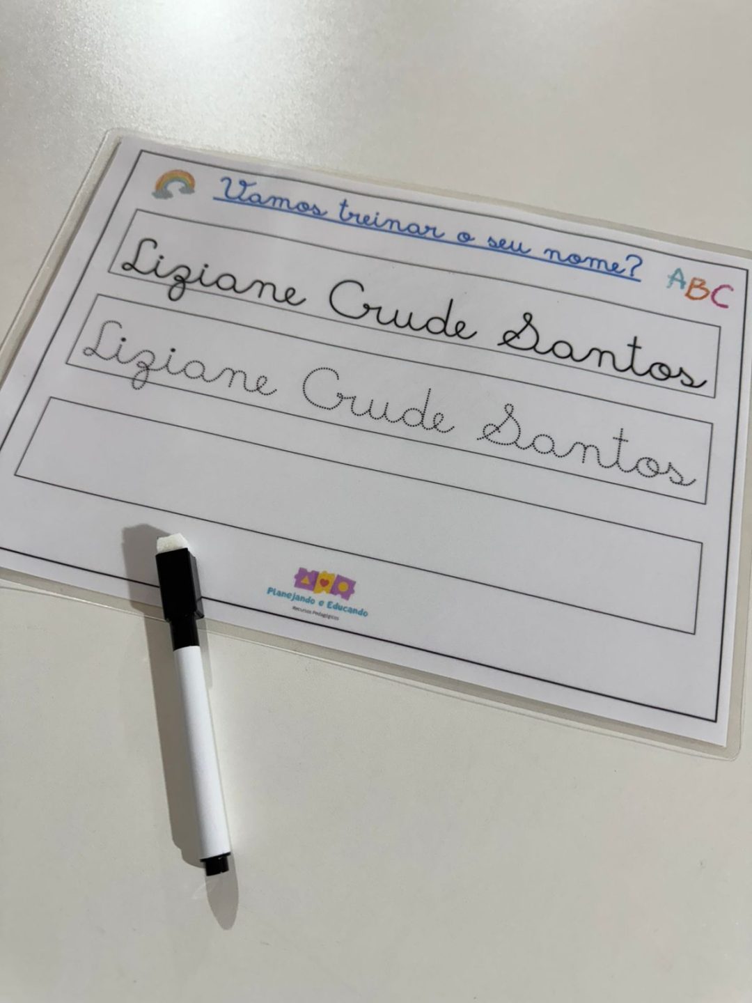 Prancha Personalizada para treino do nome letra cursiva - Imagem 3